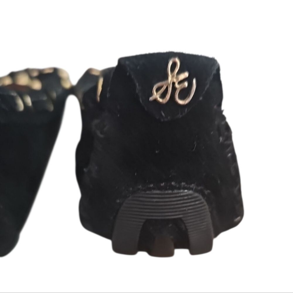 Sam Edelman Jalen Studded Suede Moccasins 6.5 Black Gold Tassel Detail Slip On - Picture 9 of 12